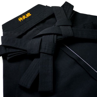 Deluxe Tetron Nobakama Aikido Nobakama - Tetron, Black (Image shows optional Koshiita Embroidery)