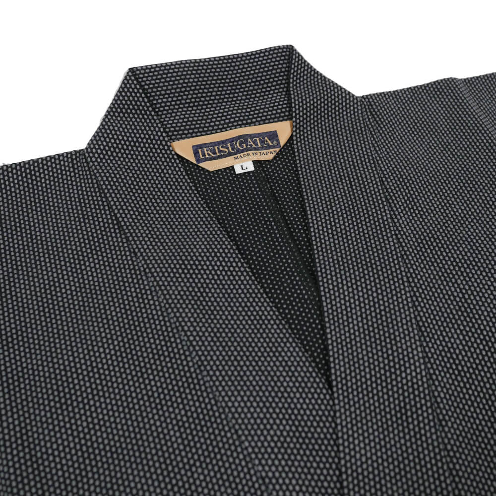 Edoten Sasiko Samue Set - 100% Cotton Traditional Japanese Workwear For Men (Black, Large)